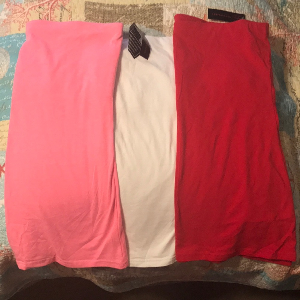 3 NWT Tube Tops XL 15/17 Built in Bra